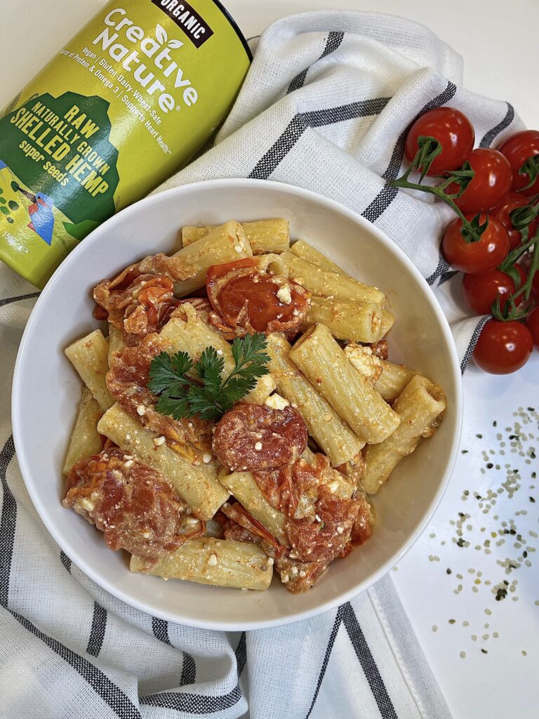 Vegan Feta and Tomato Rigatoni