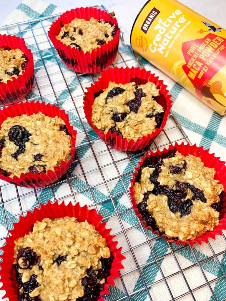 Baked Blueberry & Maca Oatmeal Cups